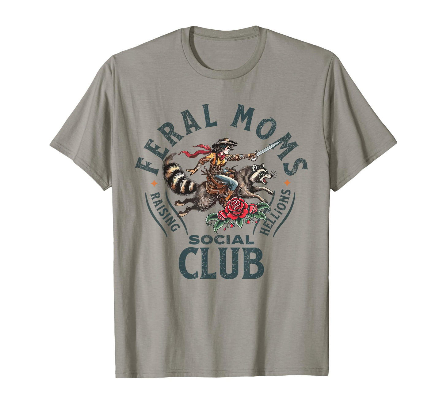Feral Moms Social Club Funny Racoon Somebody's Feral Wife T-Shirt