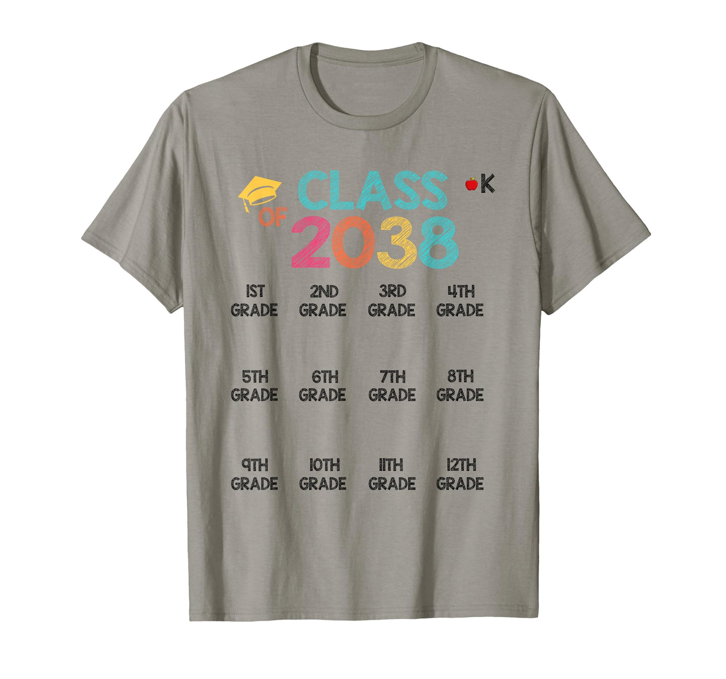 Class of 2038 Grow With Me Shirt Handprint Pre-K 12th Grade T-Shirt