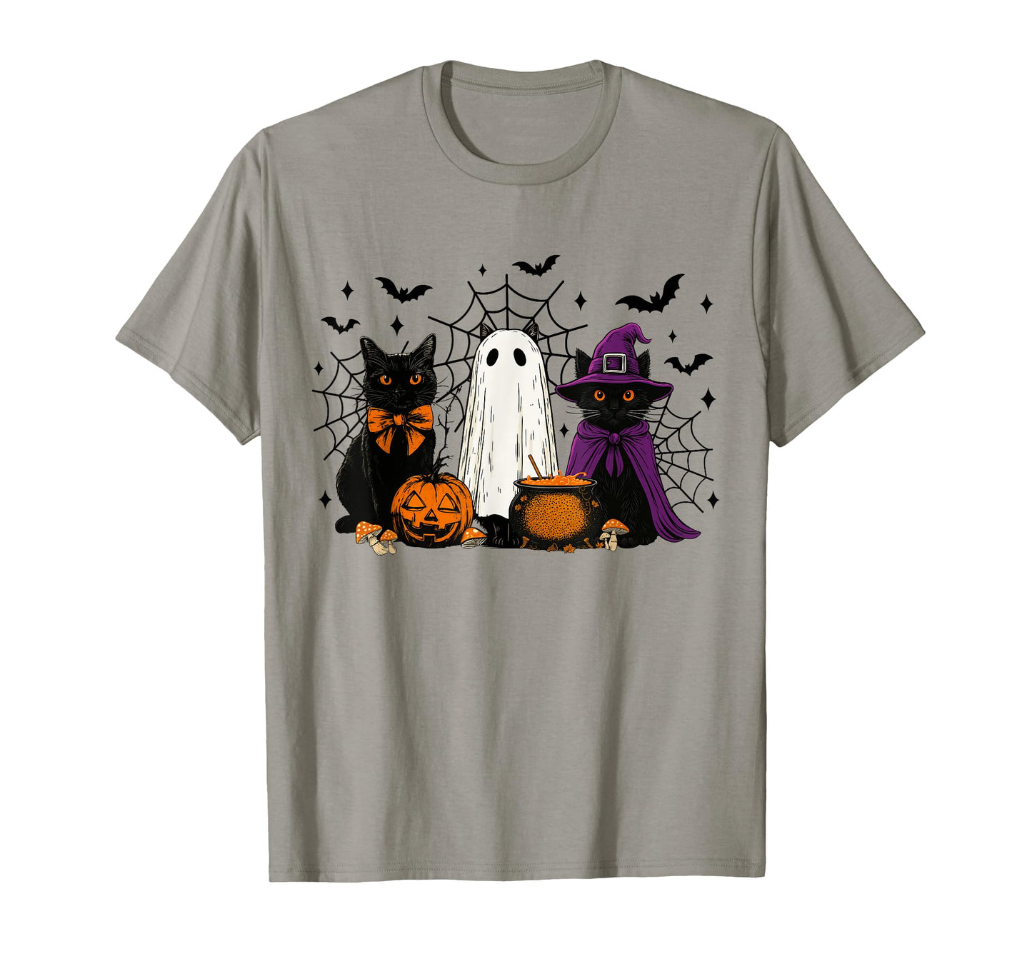 Spooky Witch Black Cat Halloween Pumpkin for Men Women Kids T-Shirt