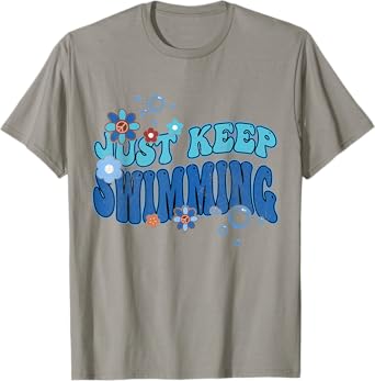 Groovy Summer Swim Lover Just Keep Swimming T-Shirt for Men Women Girls Kids