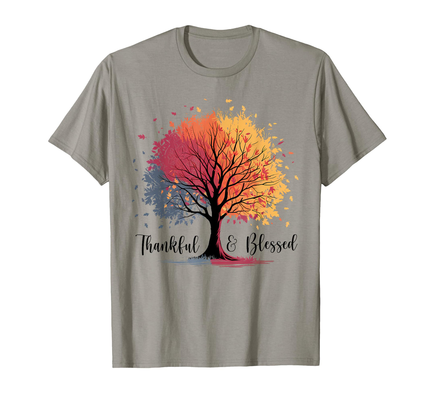 Thankful Blessed Woodland Journey Heathered Thanksgiving T-Shirt