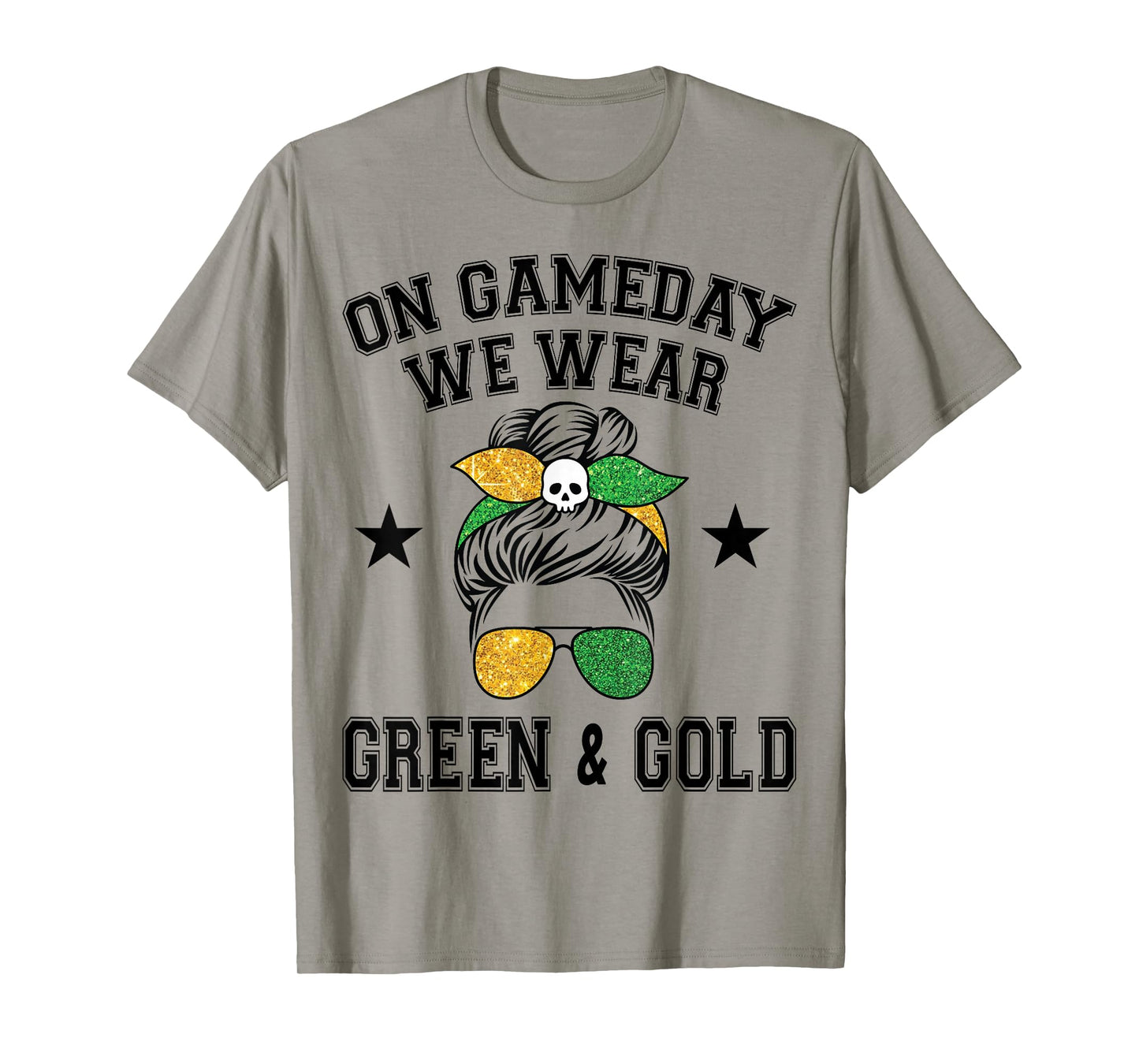 On Gameday We Wear Green and Gold Messy for Men Women Kids T-Shirt