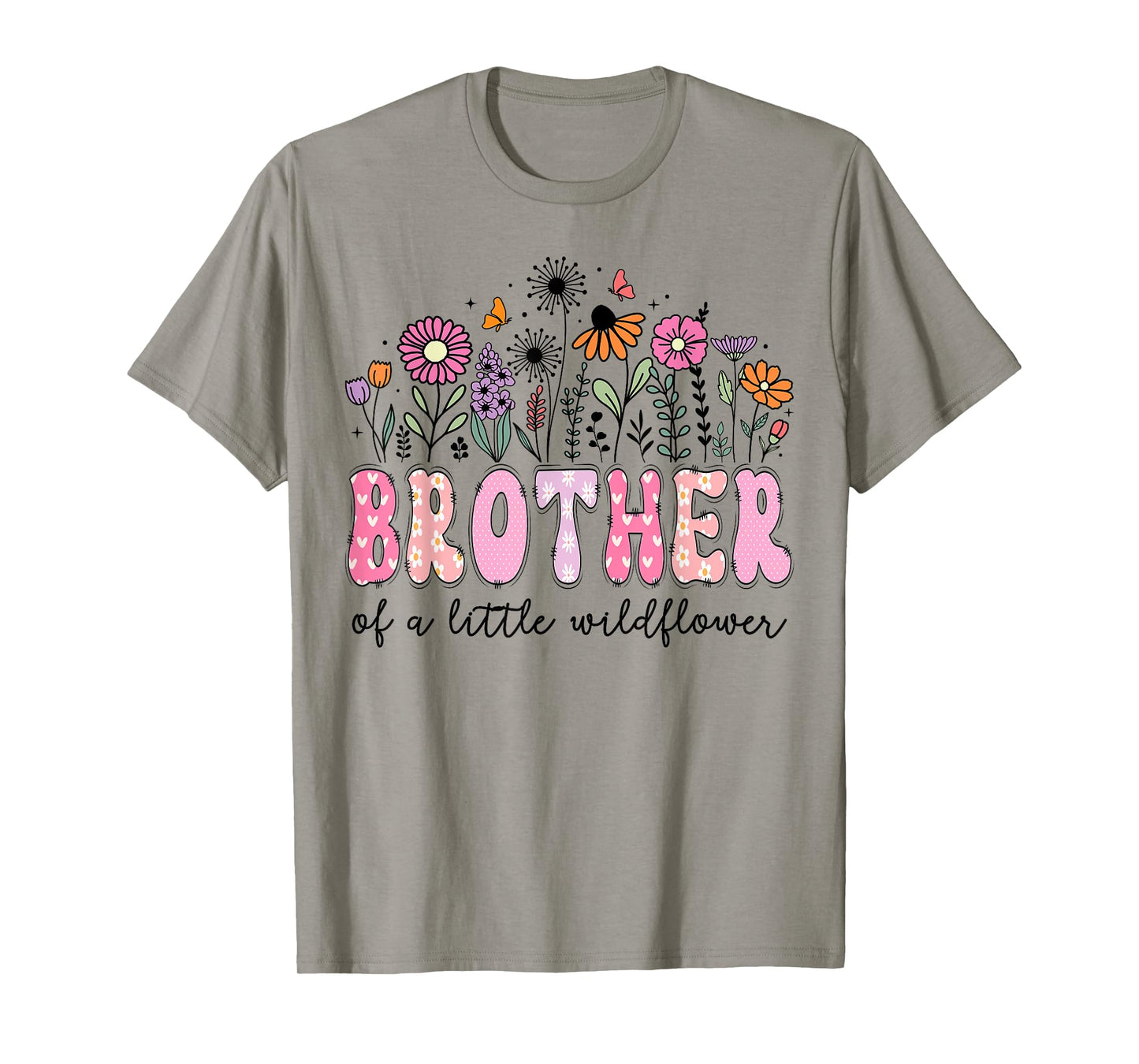 Brother Of The Little Wildflower Pink Floral Birthday Girl T-Shirt