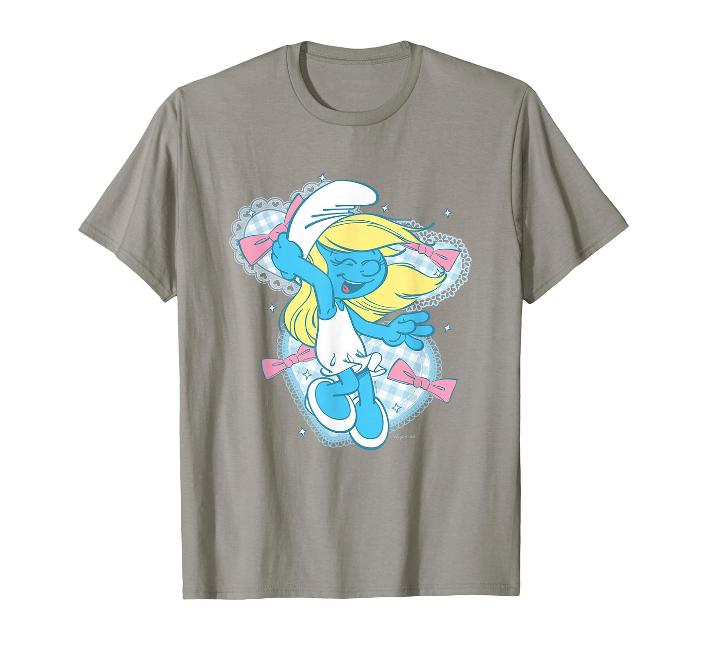 The Smurfs Cute Coquette Smurfette Pastel Color Chest Logo T-Shirt