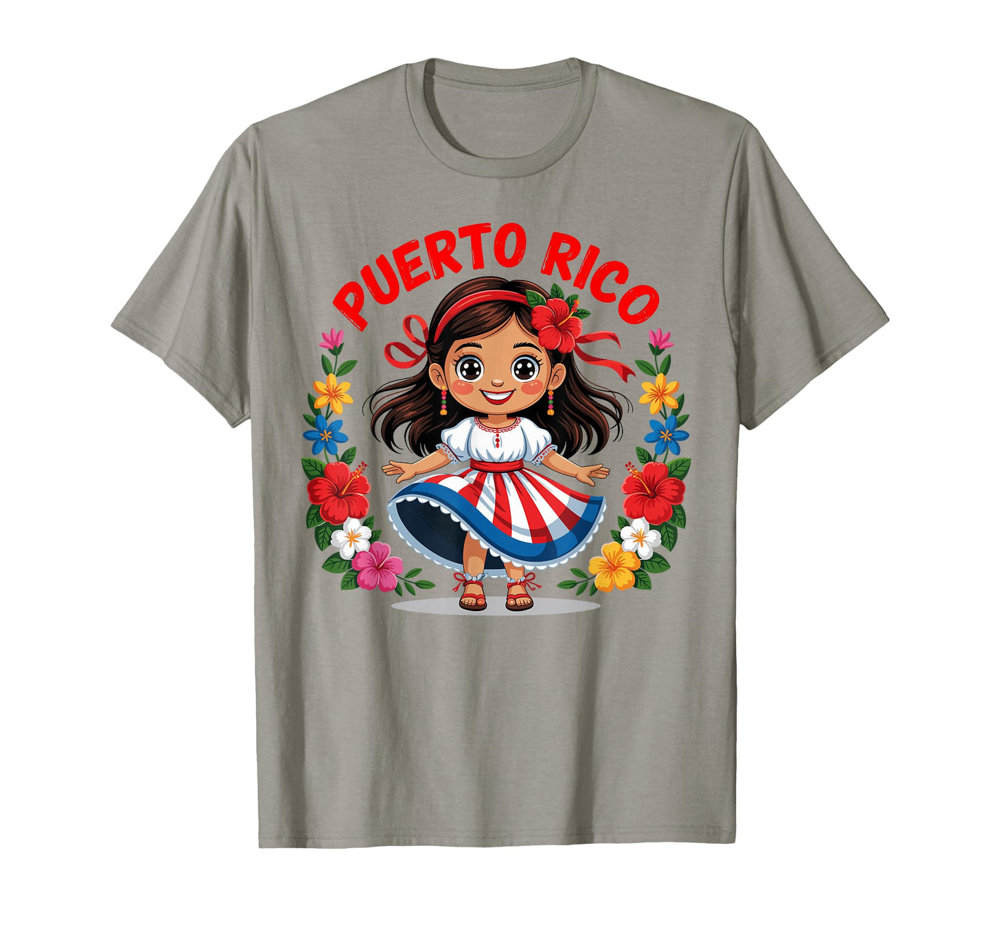 Puerto Rican Girl Culture Pride Cute Girl Traditional Dress T-Shirt