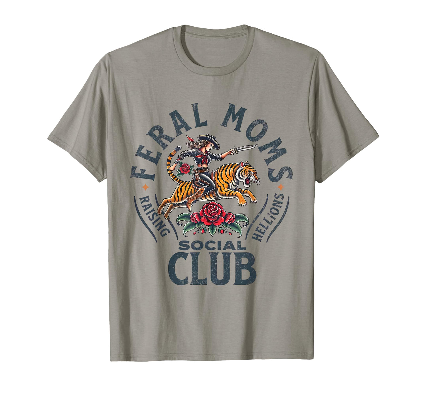 Retro Feral Moms Social Club Sarcastic Saying Mothers T-Shirt