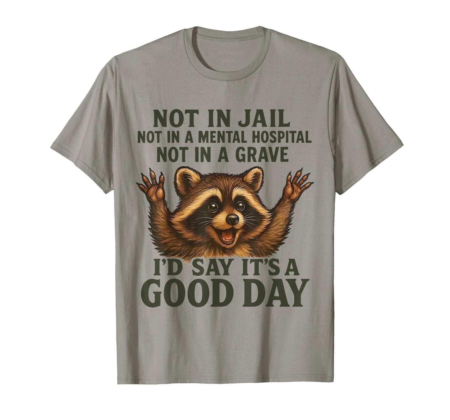 Not in Jail Not in A Mental Hospital Not in A Grave Raccoon T-Shirt