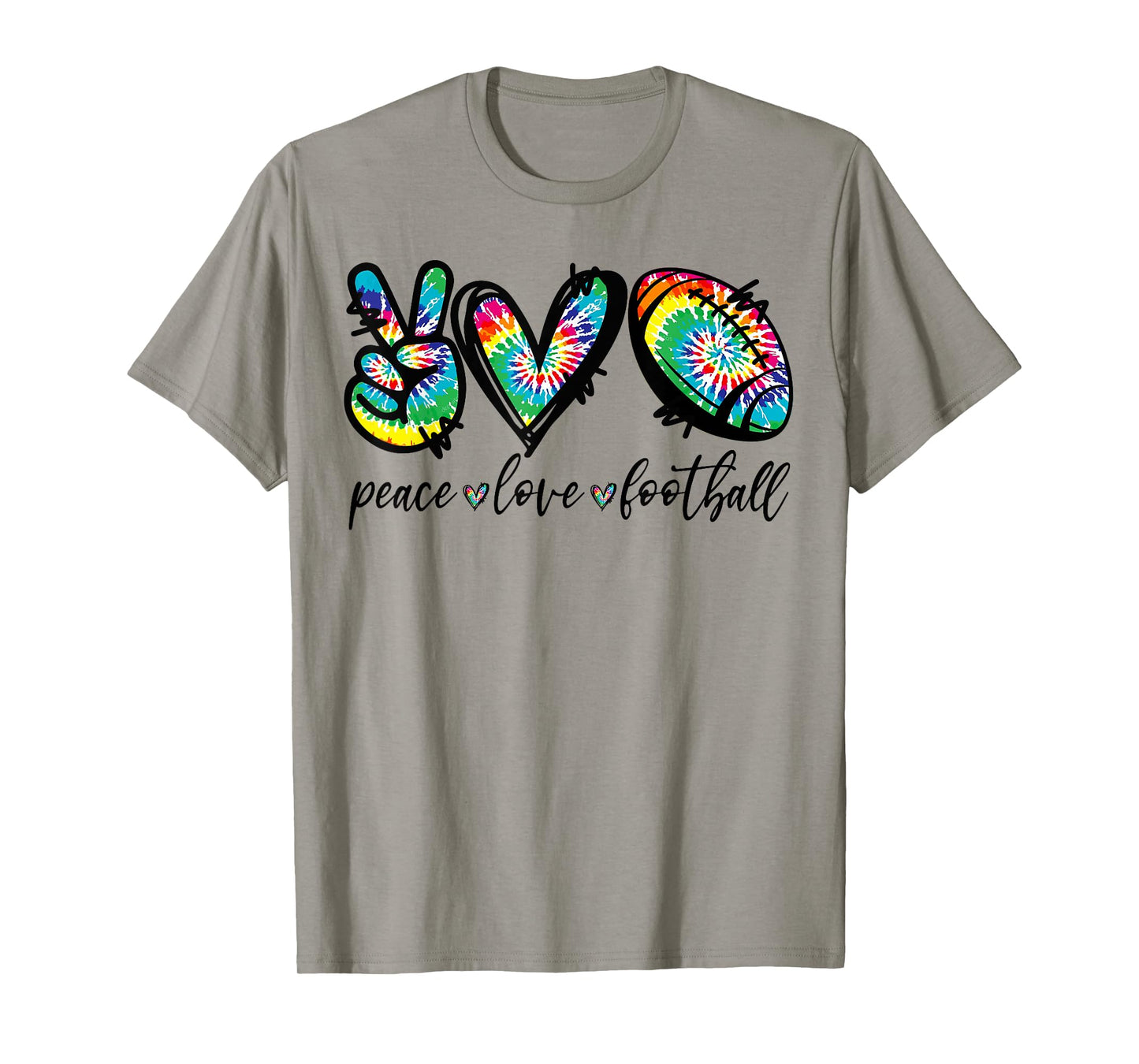 Peace Love Football Tie Dye Cute American Football Lovers T-Shirt