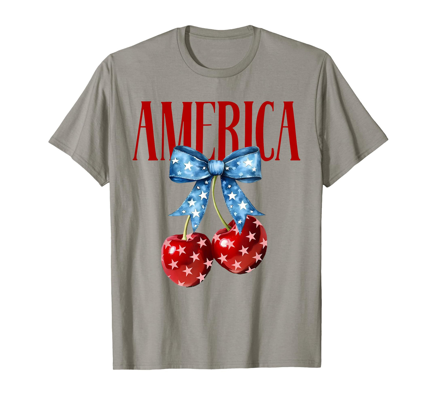 American Coquette Cherry Bow Patriotic USA Flag 4th Of July T-Shirt
