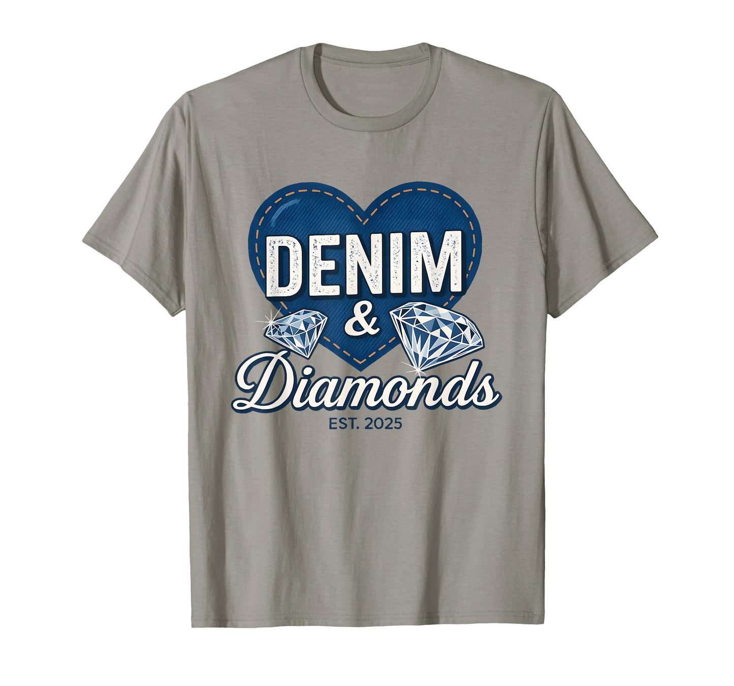 Denim and Diamonds Tee Blue Denim Jeans Outfit for Ladies T-Shirt