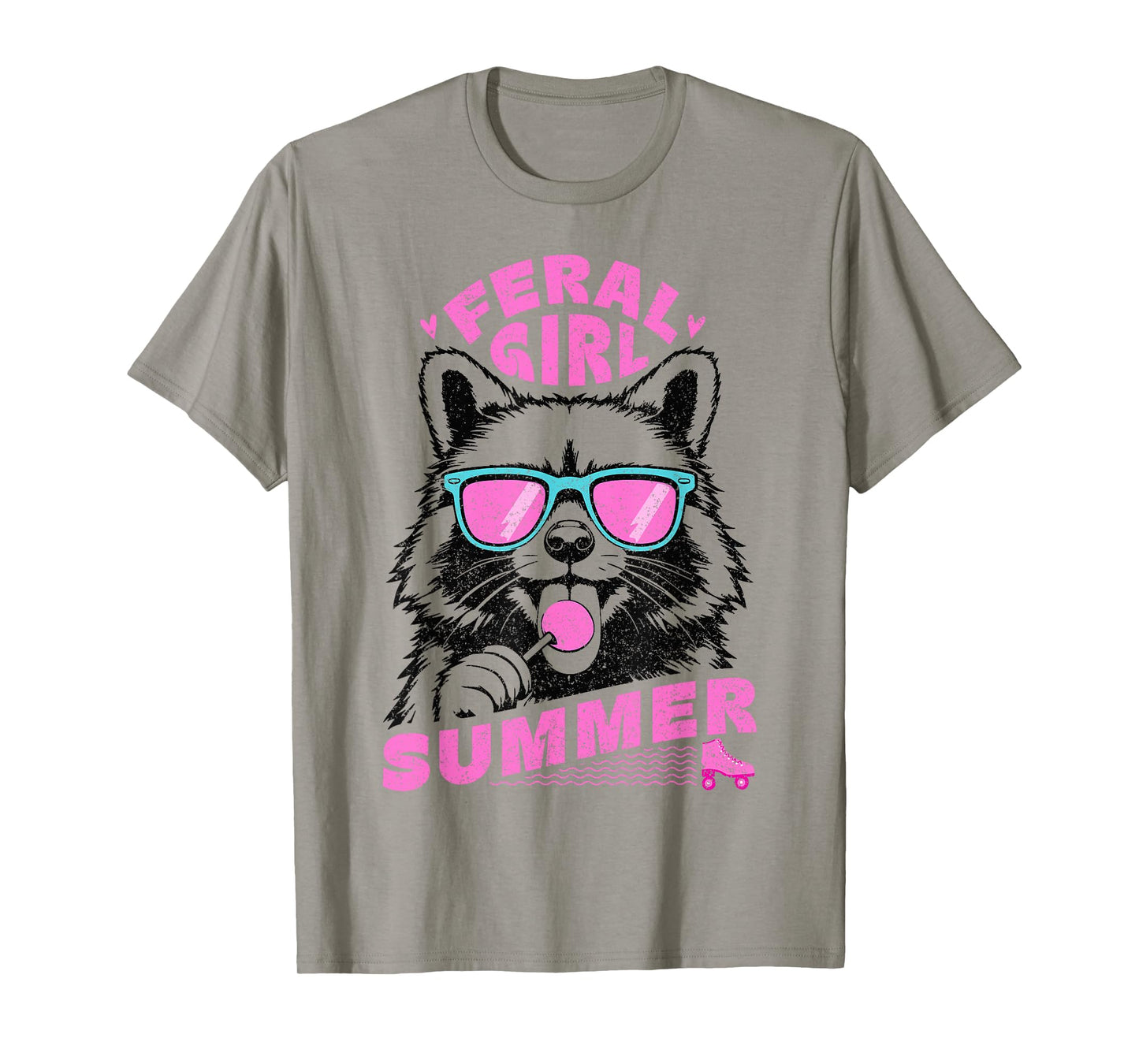 Feral Girl Summer Raccoon Vintage T-Shirt