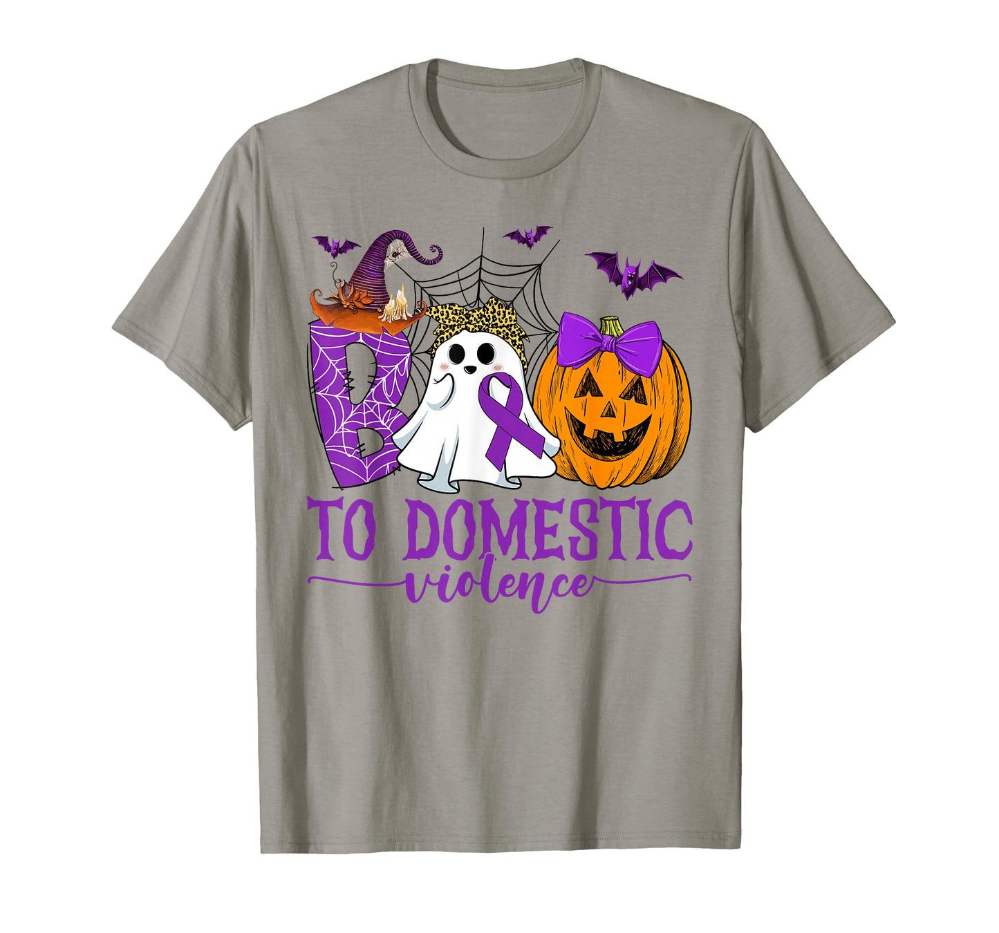 Boo to Domestic Violence Ghost Purple Ribbon Halloween Day T-Shirt