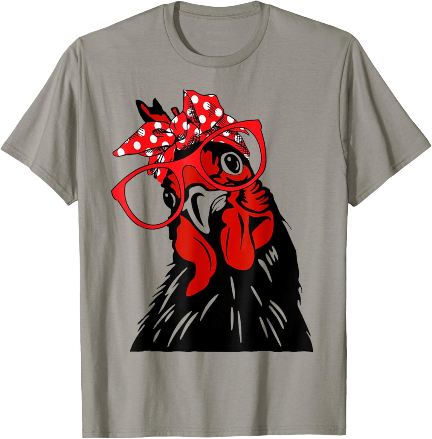 cute Women Girl Chicken With Bandana Headband and Glasses T-Shirt