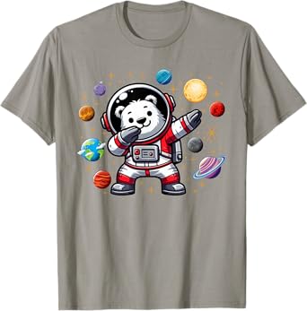 Polar Bear Astronaut Dabbin In Space Cosmic Galaxy Adventure T-Shirt
