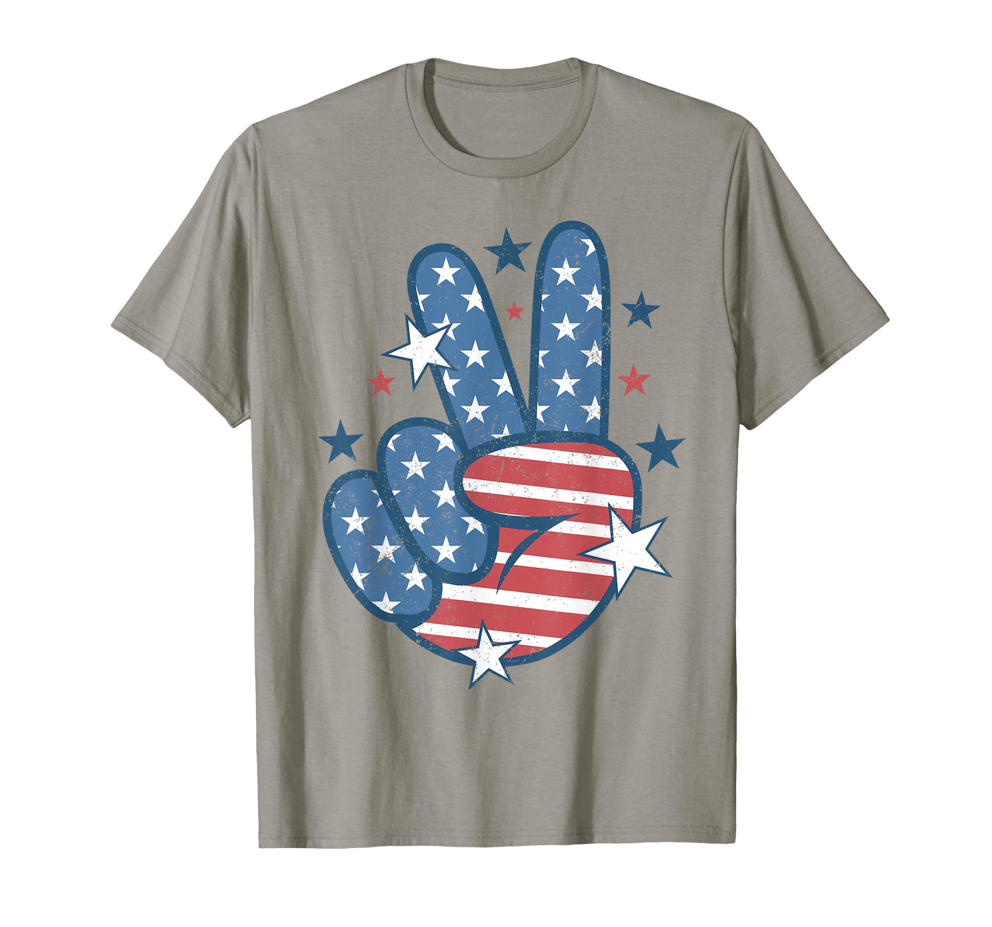 Peace Sign Hand USA Flag 4th of July Patriotic Men Women T-Shirt