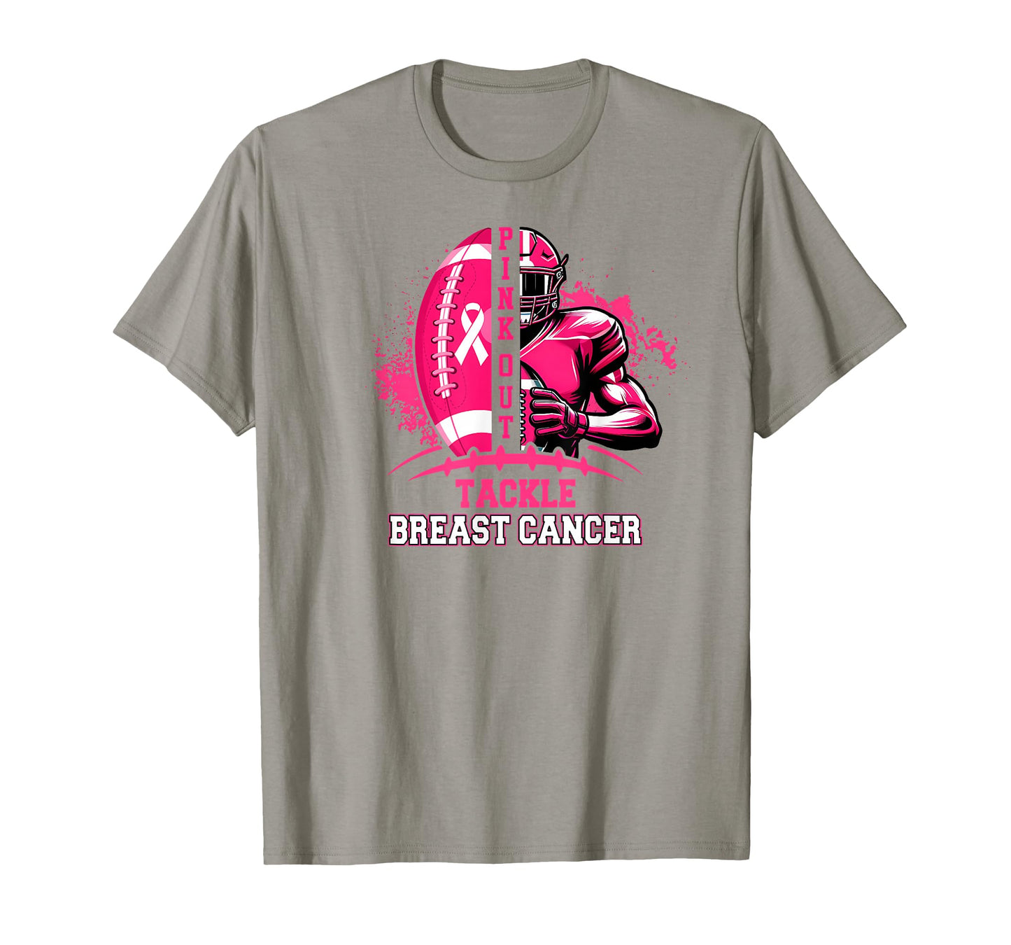 Football Game Day Pink Out Tackle Breast Cancer Awareness T-Shirt