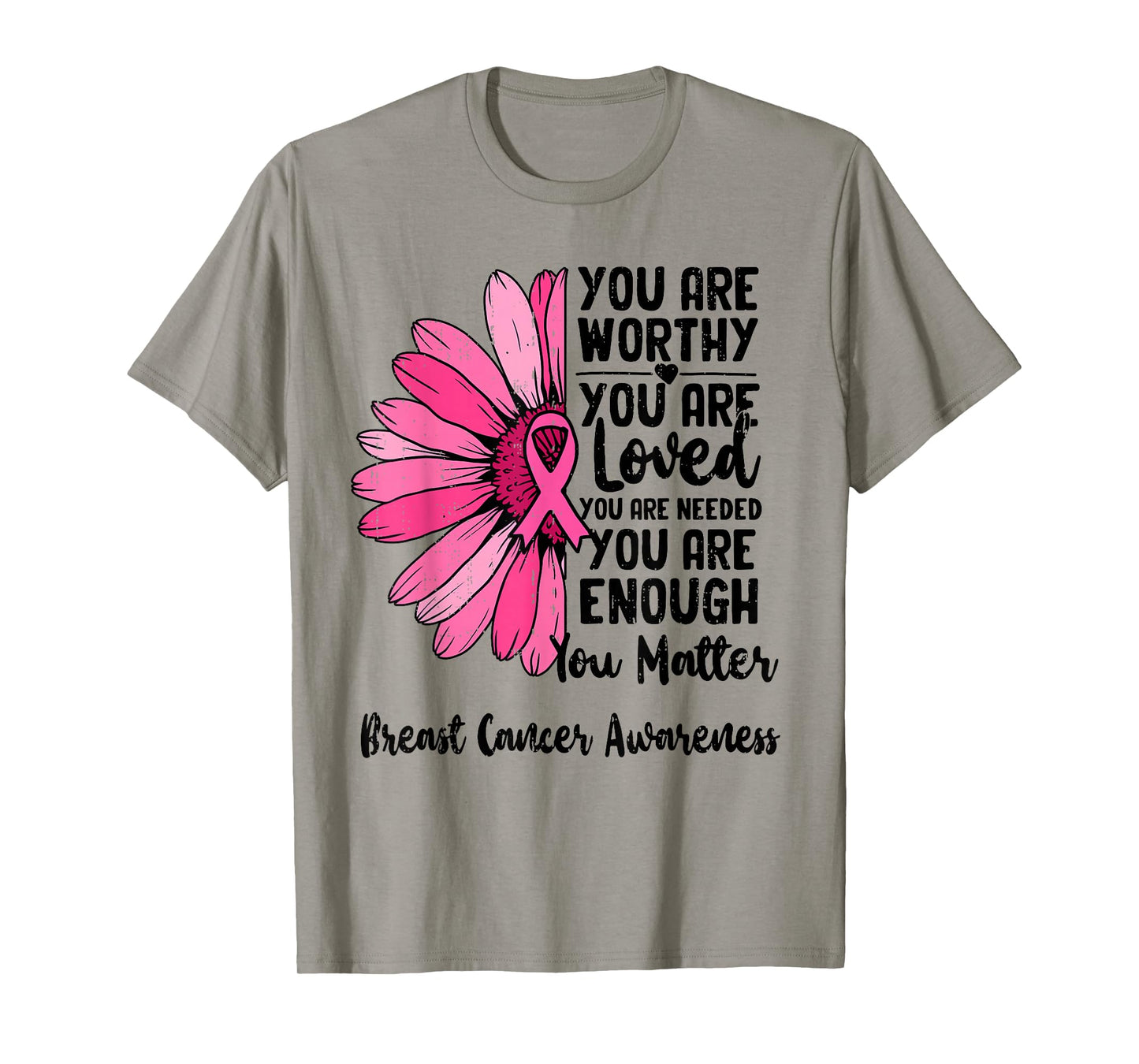 Motivational Breast Cancer Awareness Sunflower Pink Ribbon T-Shirt