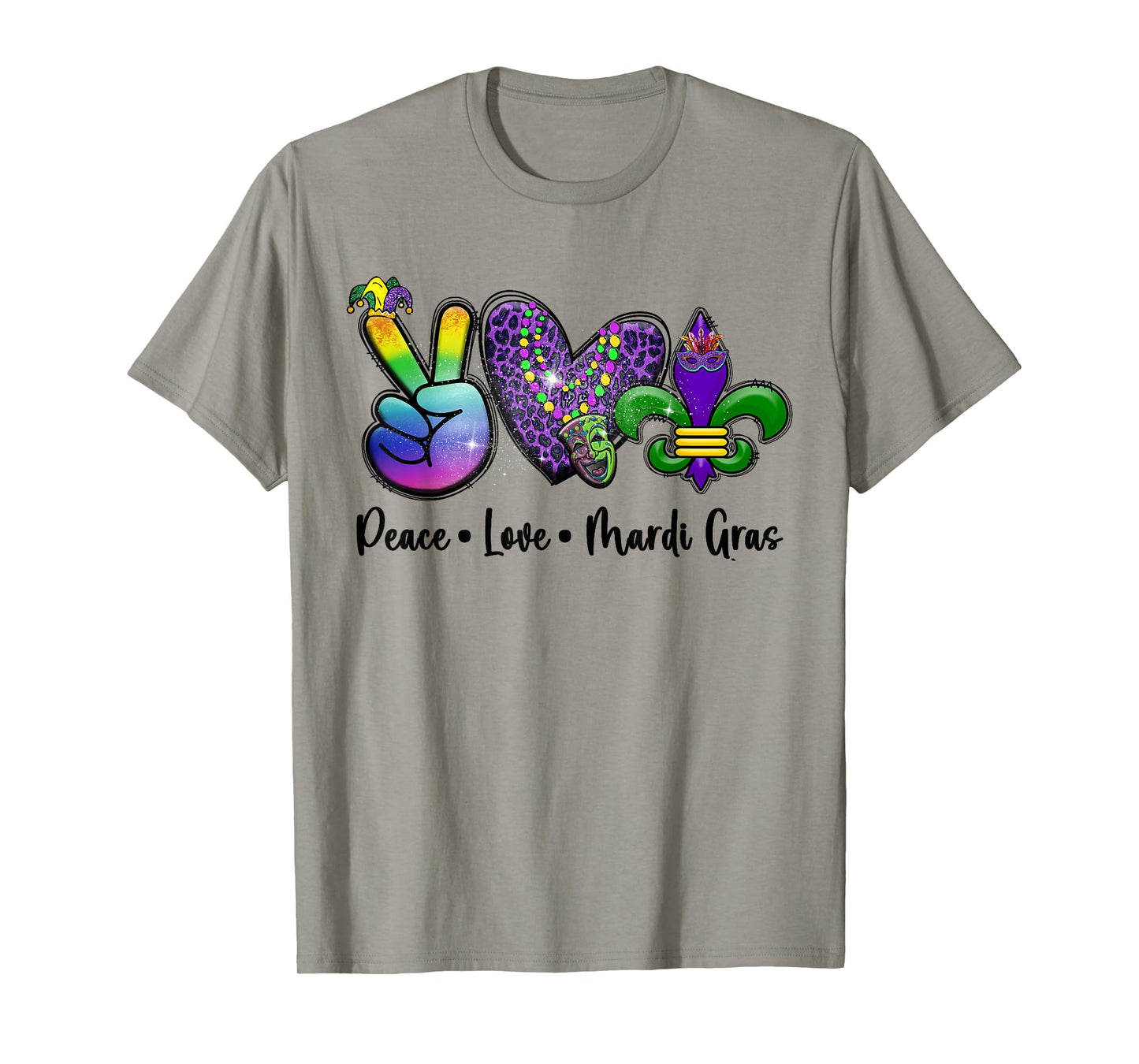 Peace Love Mardi Gras Jester Women Kids Mardi Gras Parade T-Shirt