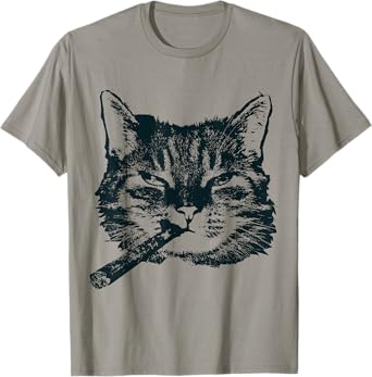 CIGAR SMOKING Cat Retro Aficionado Cigar Smoker Gift Men Women T-Shirt