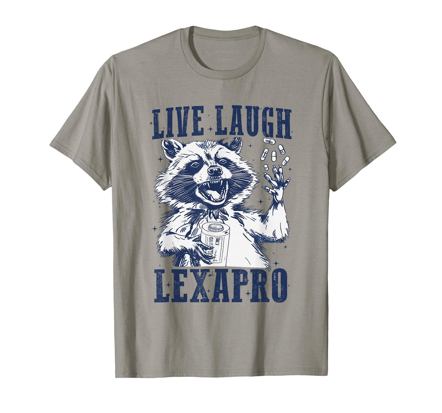 Live Laugh Lexapro Groovy Mental Health Awareness Raccoon T-Shirt
