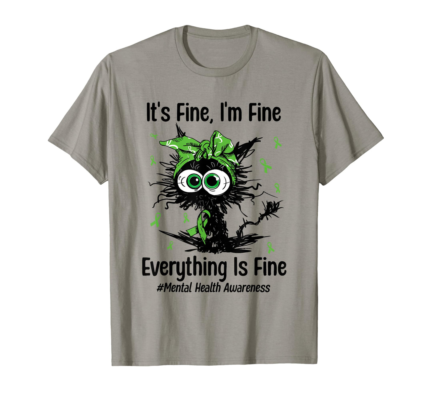 Mental Health Warrior Awareness Black Cat Brain Illness T-Shirt