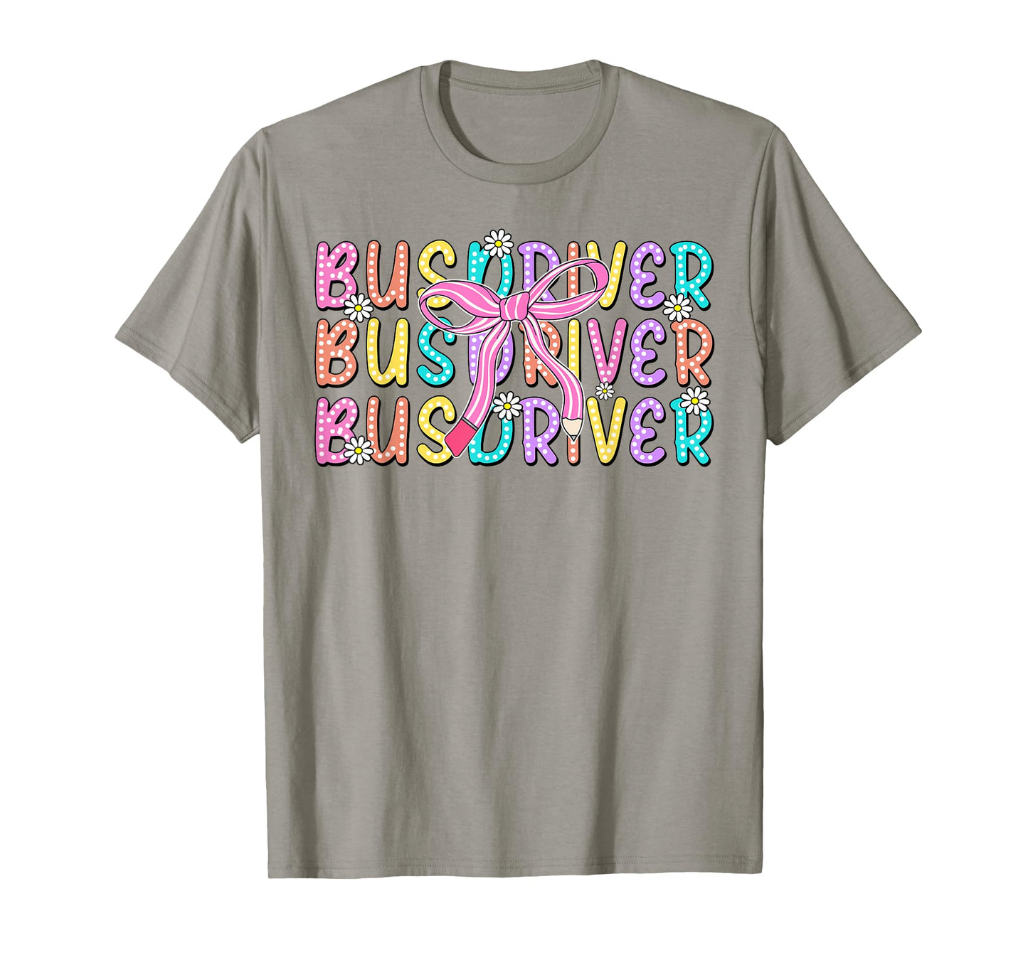 Cute Bus Driver Pencil Coquette Bow Back To School First Day T-Shirt