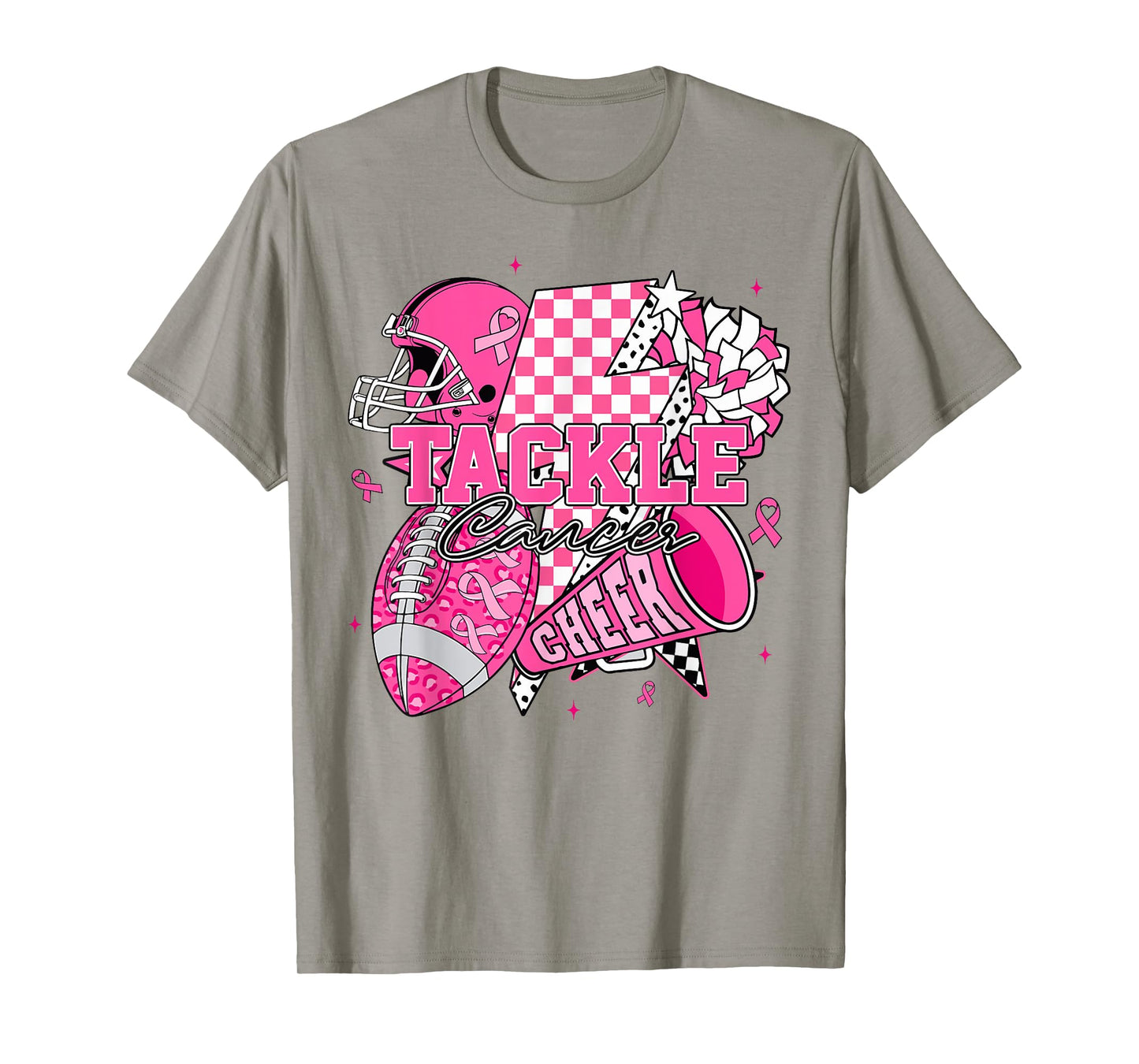 Tackle Football Breast Cancer Awareness Cheer Football Mom T-Shirt
