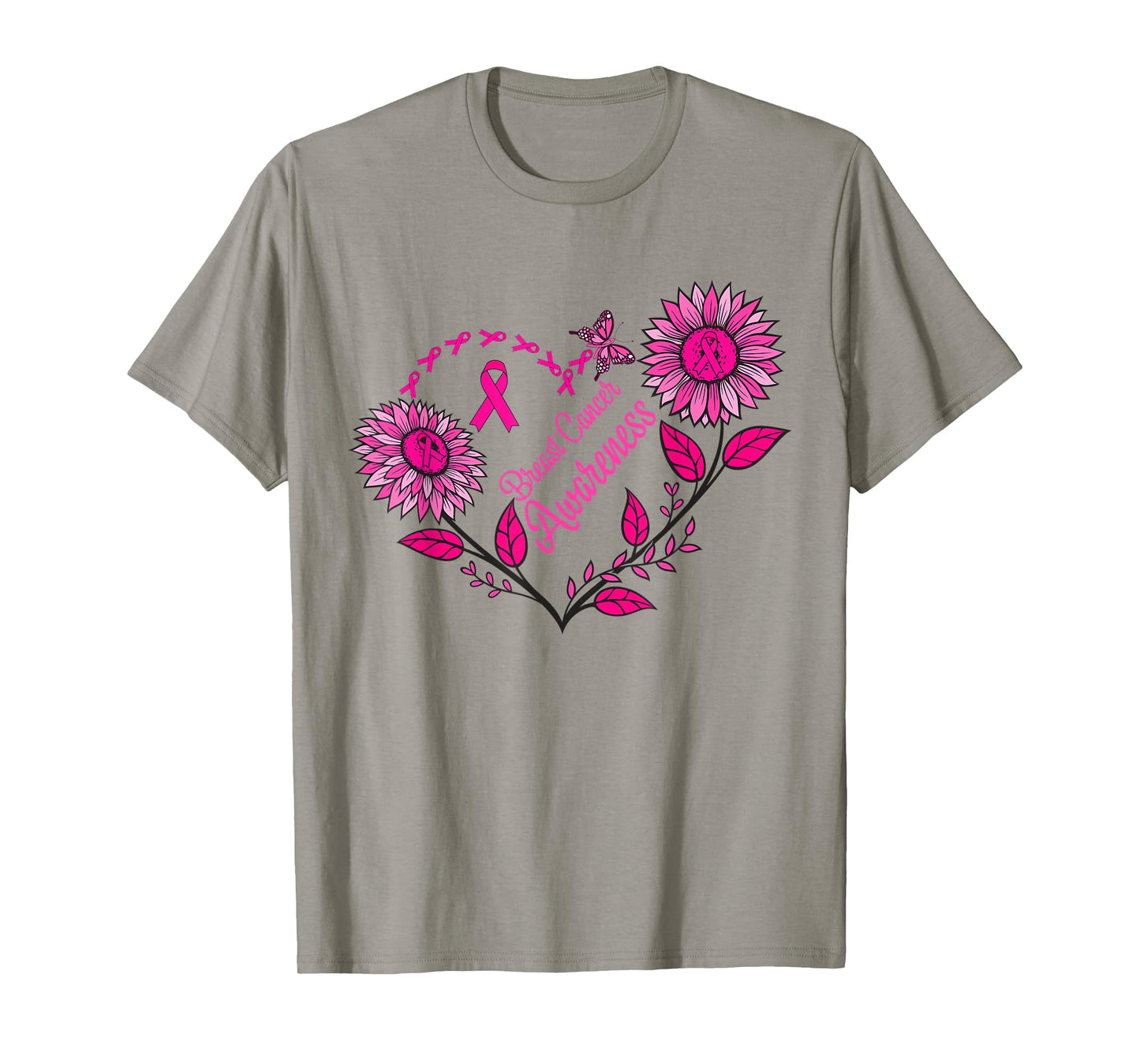 Sunflower Breast Cancer Shirts Pink RibbonMen Women T-Shirt