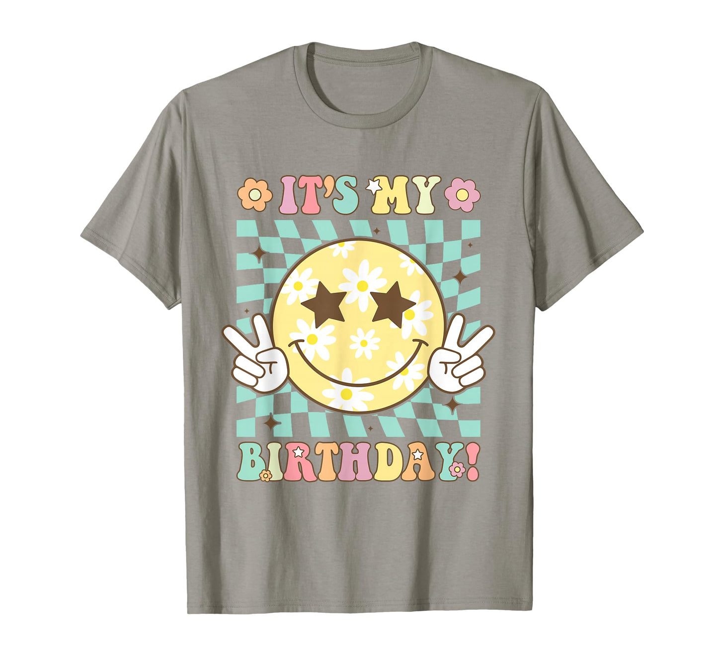 Groovy It's My Birthday Women Teens Girls Retro Smile Face T-Shirt