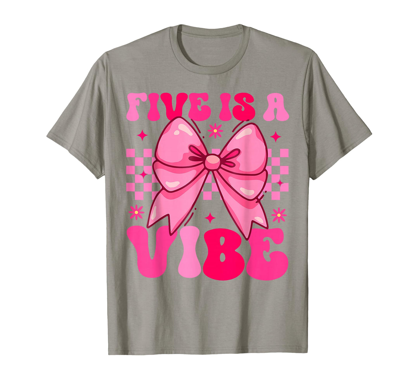 Groovy Birthday Five Is A Vibe Girls Teens Coquette Bow Bday T-Shirt