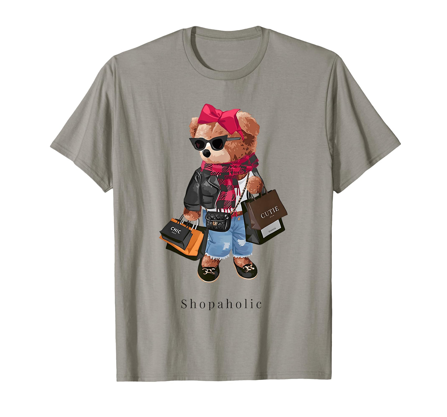 Cute Teddy Bear Shopaholic Fashionista Shopping T-Shirt