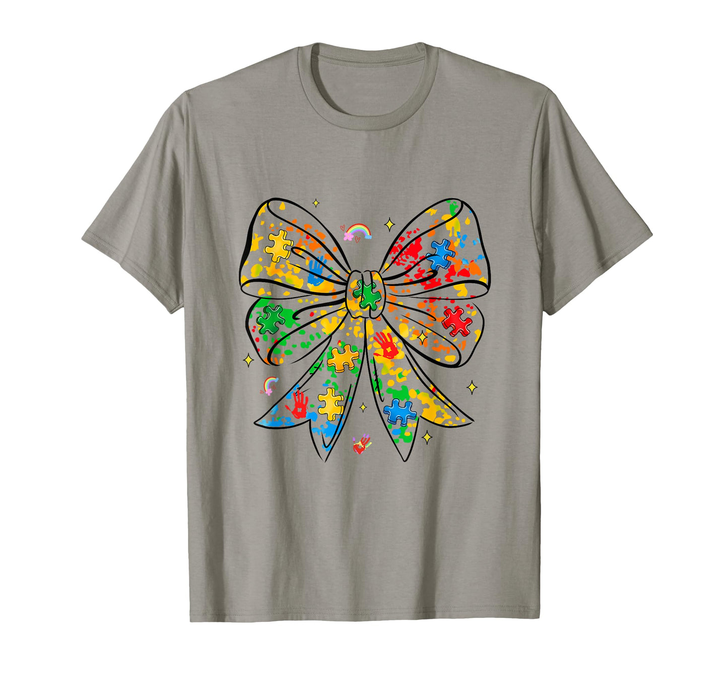 Autism Coquette Bow Autism Awareness Month Ribbon Women Girl T-Shirt