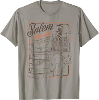 Retro Salem Book Club Black Cat Witch Bookish Halloween T-Shirt