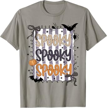 Spooky Season Coquette Bow Halloween Fall Pumpkin Women Girl T-Shirt