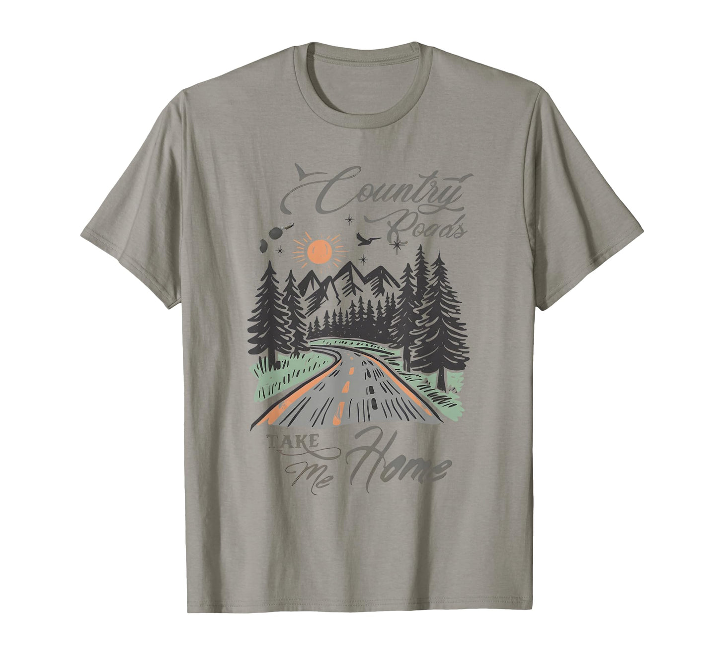 Retro Country Roads Take Me Home Vintage Mountain Lovers T-Shirt