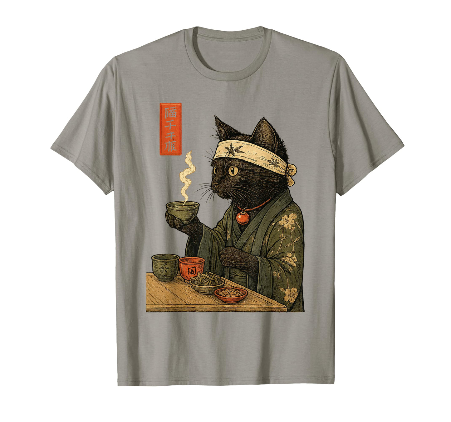 Cat Drinking Tea Japanese Tea Ceremony Art Print T-Shirt