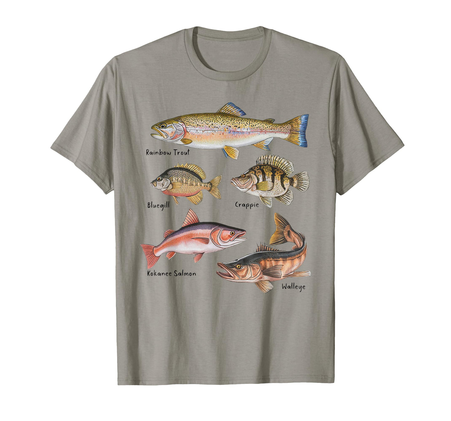 Fishing Types Freshwater Fish Fisherman Funny Bass Dad T-Shirt