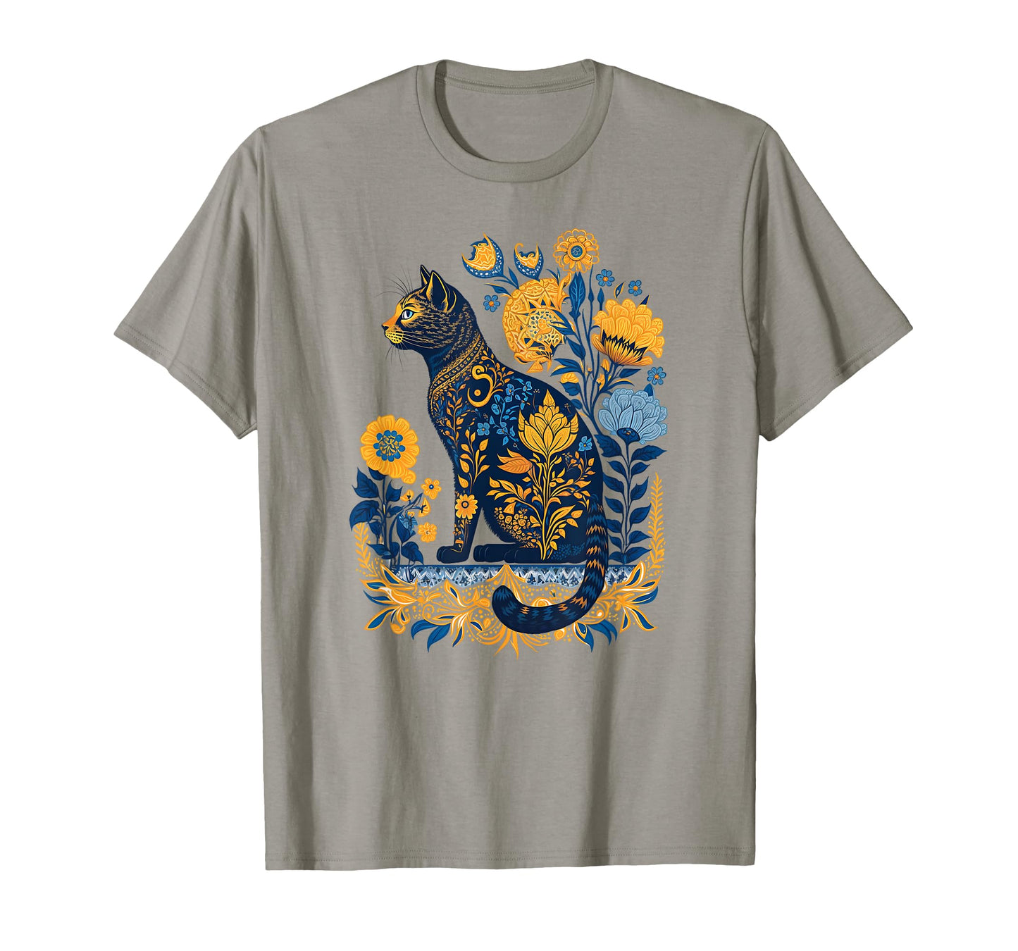 Ukraine Cat Cute Floral Vintage Ukrainian Flag & Vyshyvanka Men Women Kids T-Shirt