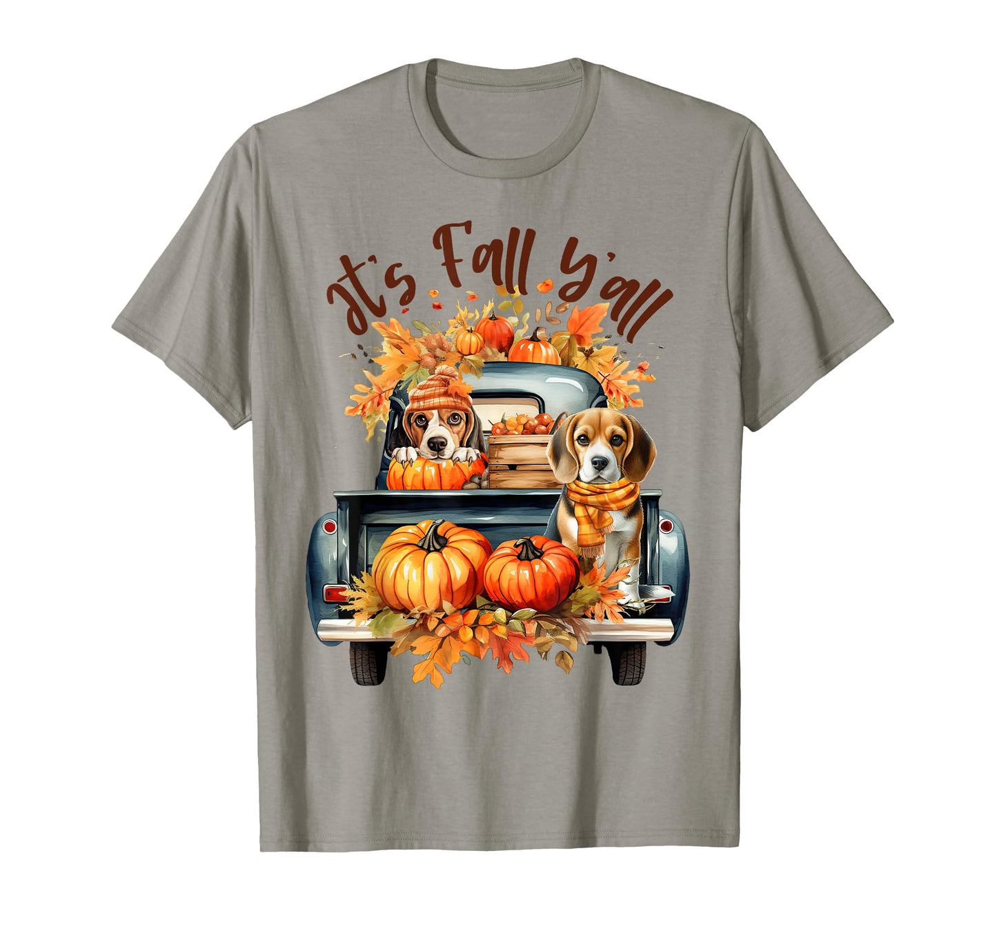 Itβs Fall Yβall Beagle Dogs Pumpkins Truck Autumn Season T-Shirt