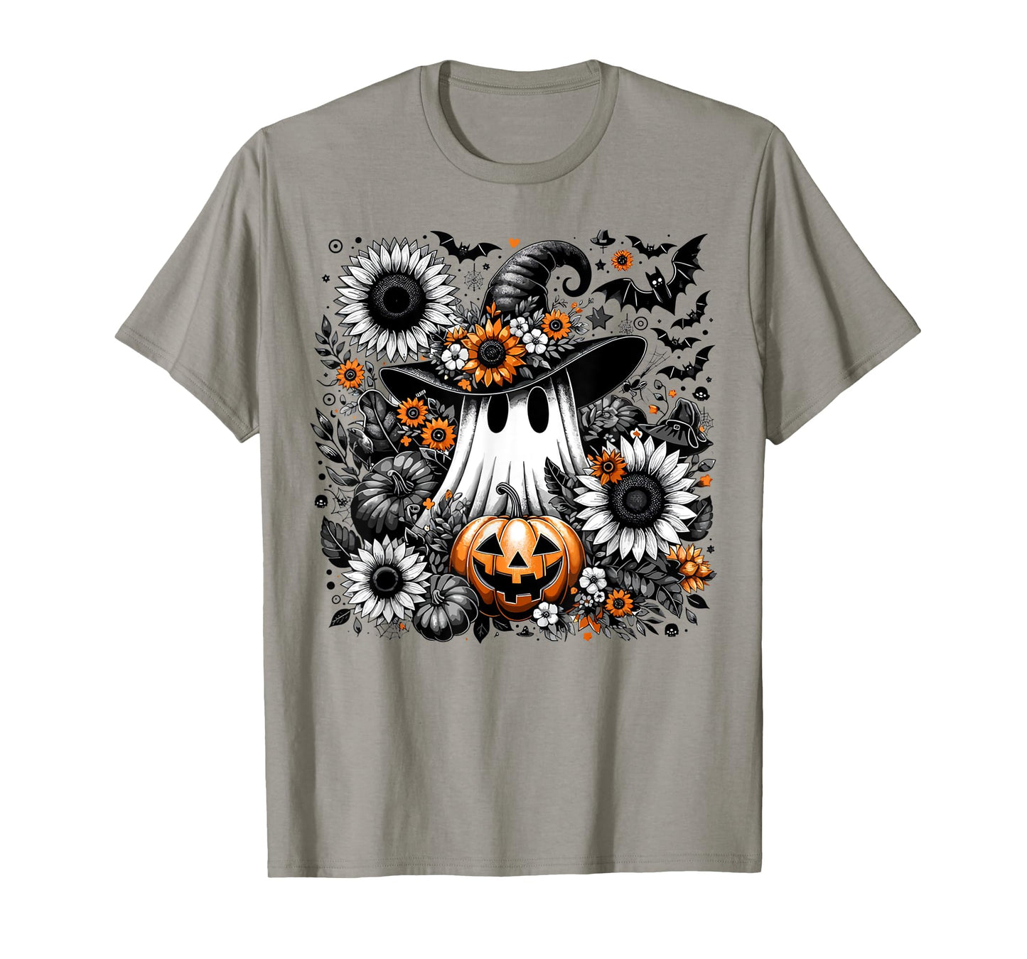 Halloween Sunflower Ghost Cute Pumpkin Autumn Women Kids T-Shirt