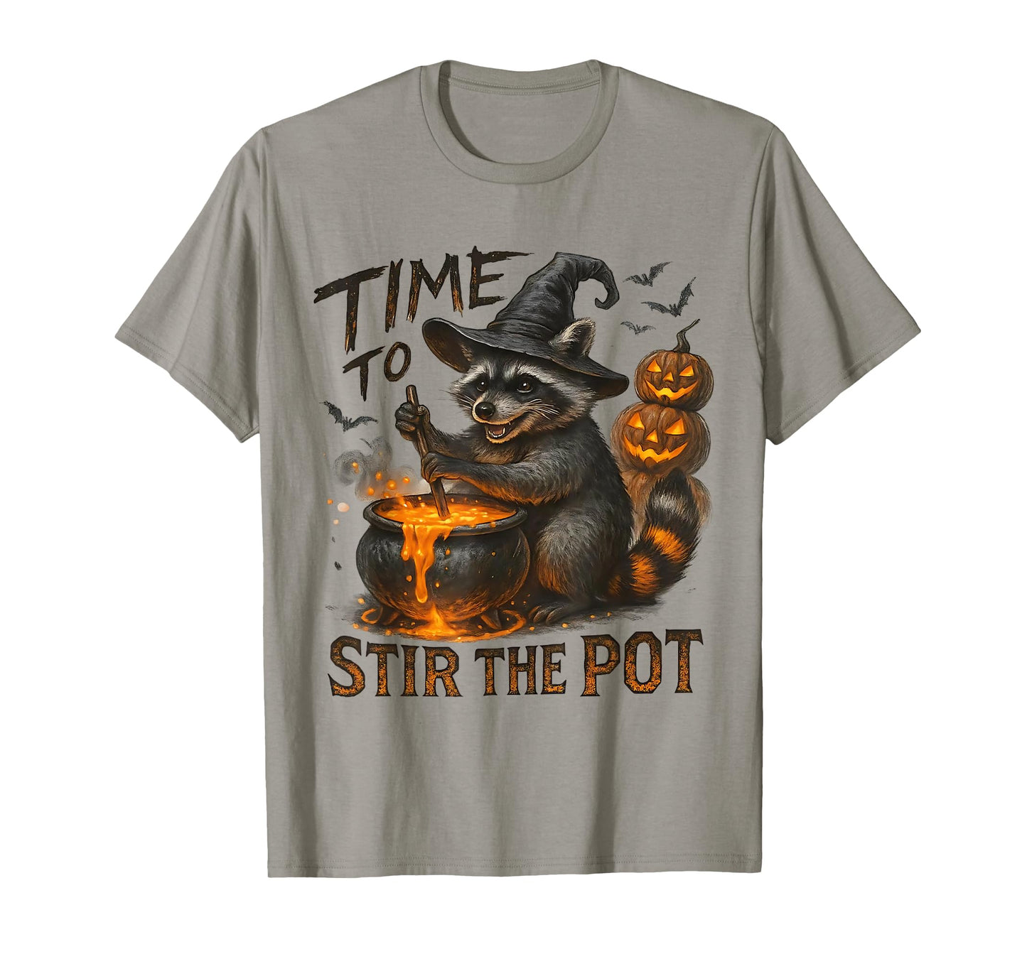 Time To Stir Pot Funny Raccoon Retro Halloween Animals Lover T-Shirt