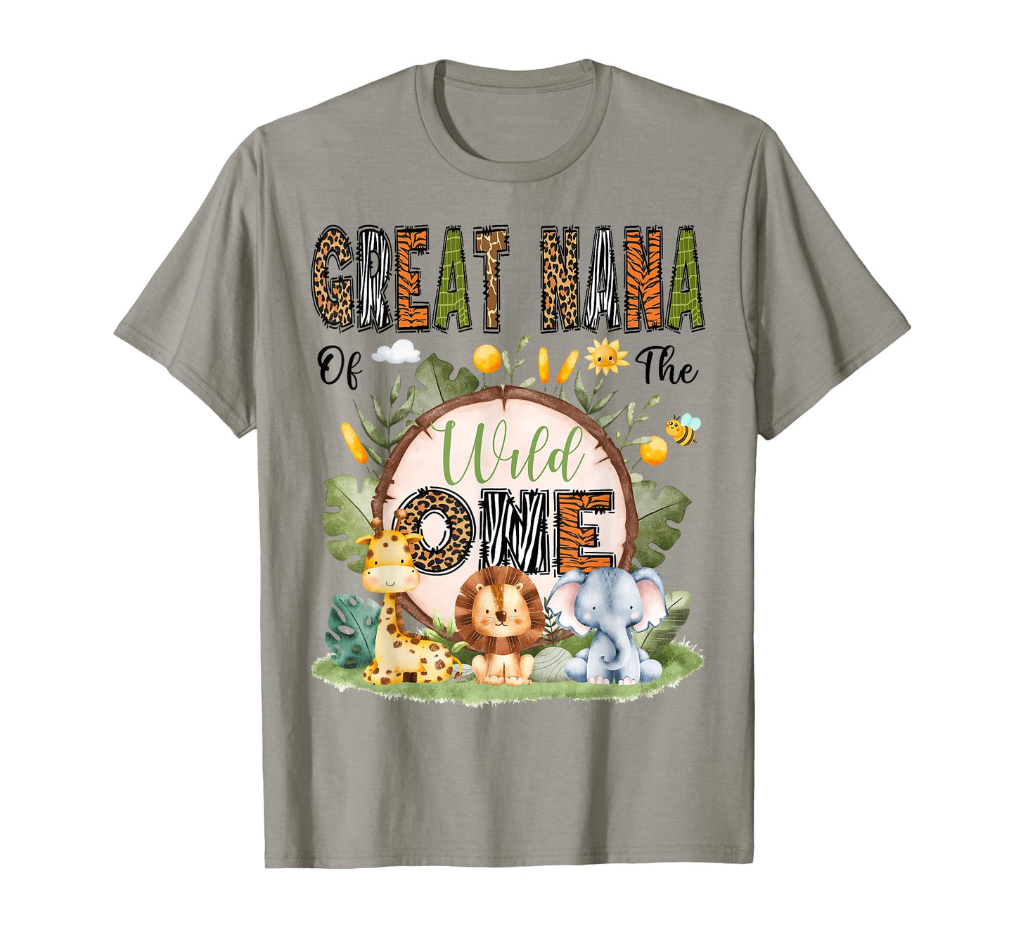 Great Nana Of The Wild One 1St Birthday Boy Safari Jungle T-Shirt