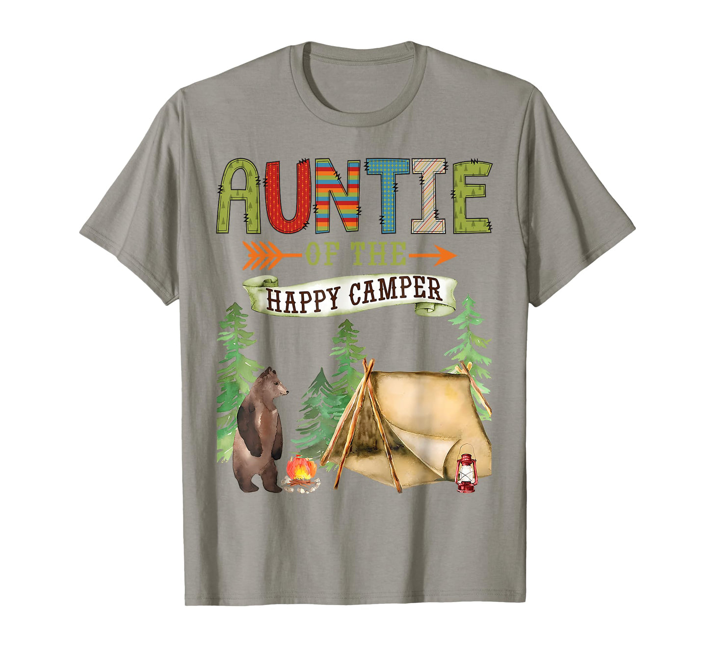 Auntie of The Happy Camper First Birthday Camping T-Shirt
