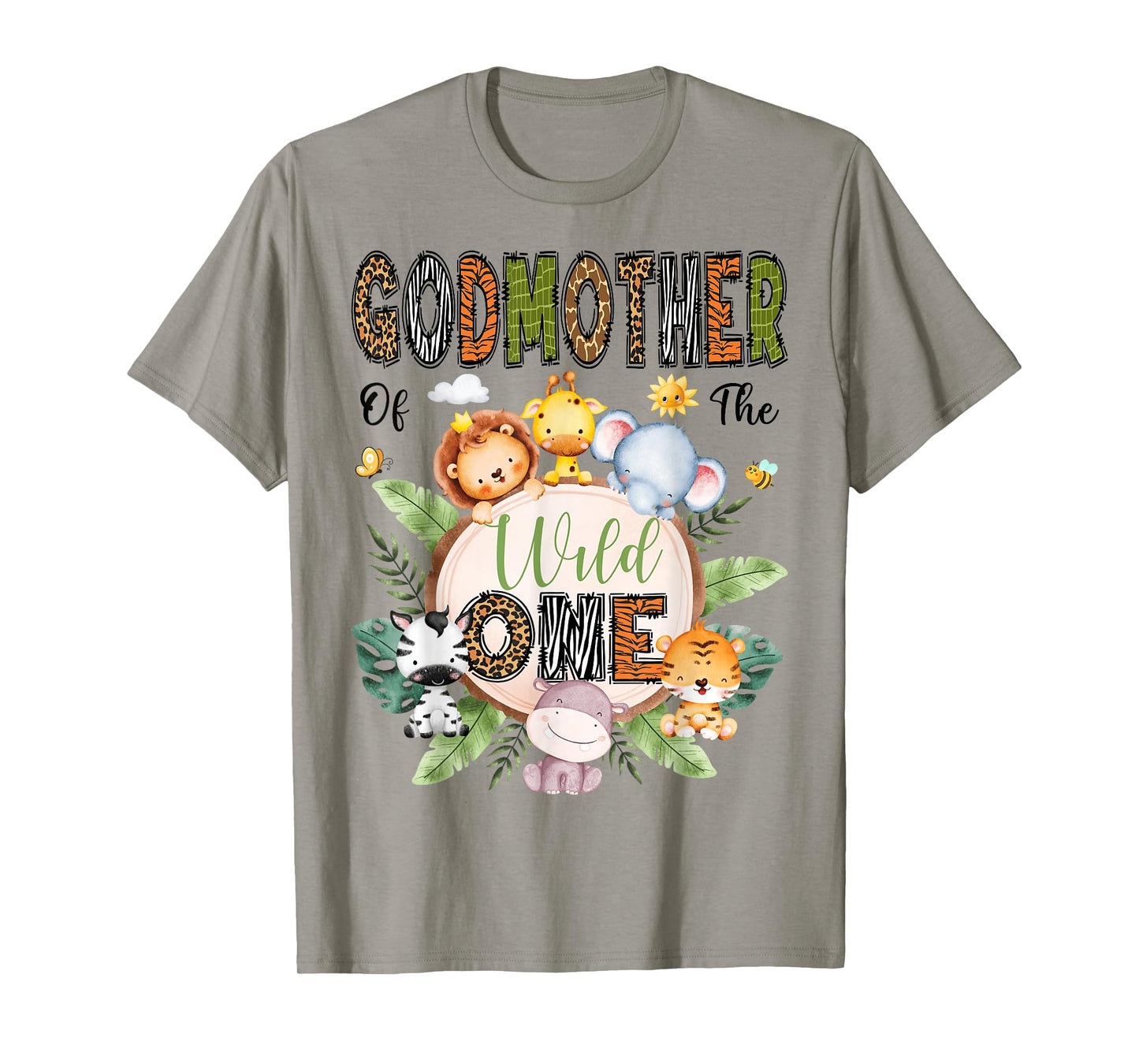 GodMother Of The Wild One 1St Bday Kids Safari Woodland T-Shirt