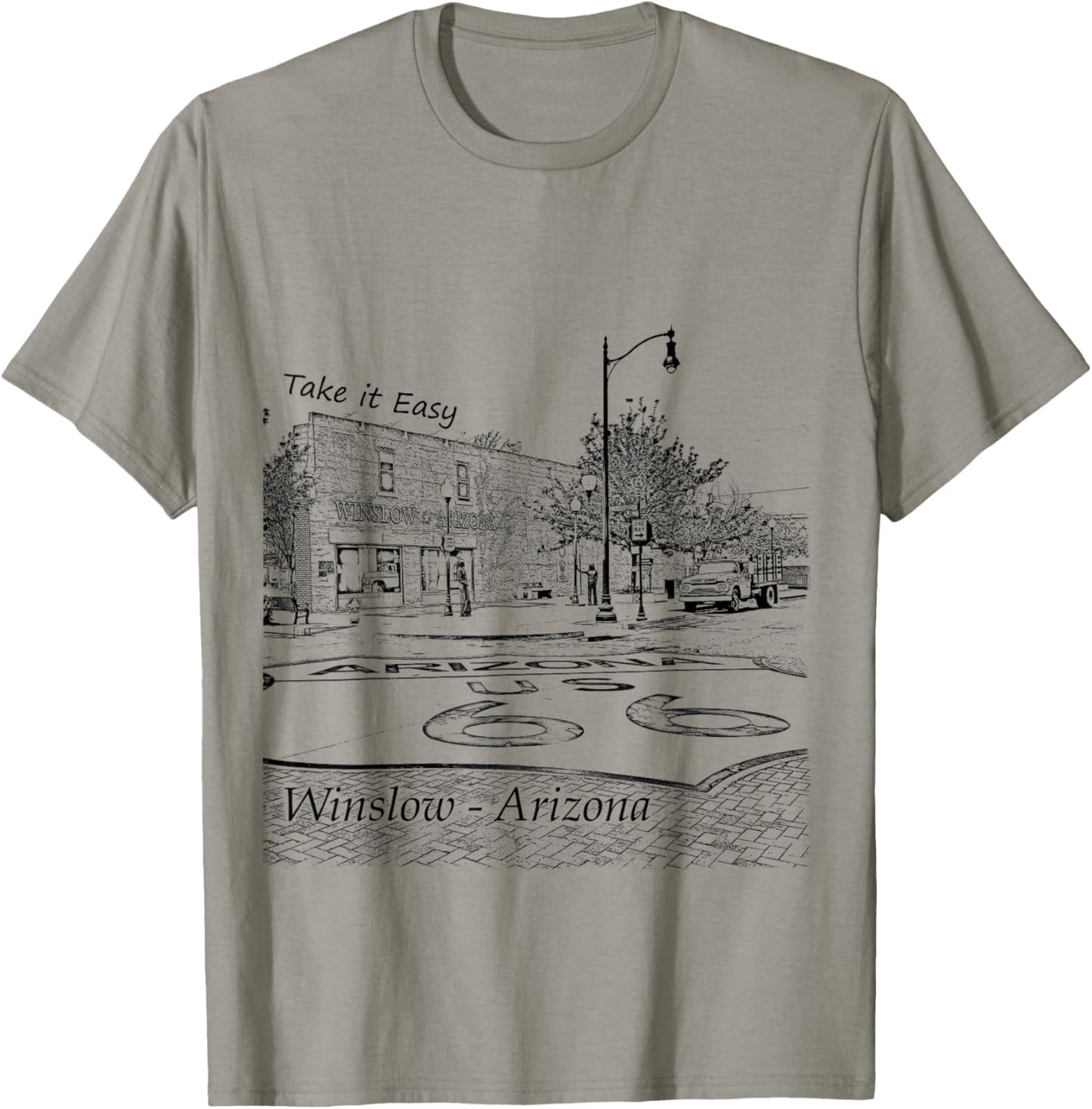 Winslow Arizona AZ US 66 take it easy est. 1926 mother road T-Shirt