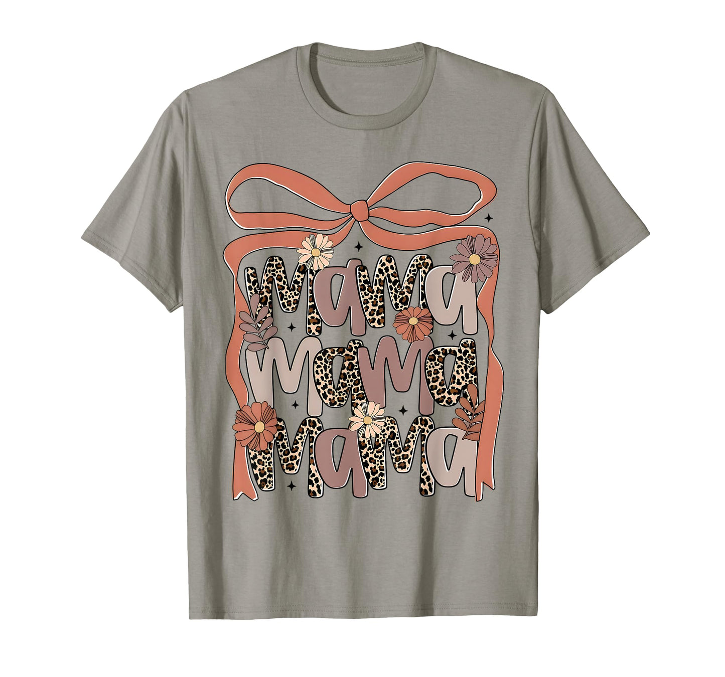 Leopard Mama Flower Coquette Boho Floral Mama Mothers Day T-Shirt