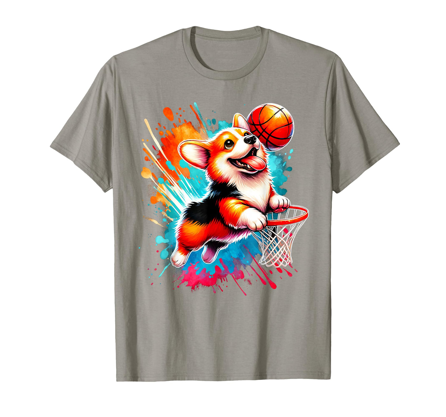 Corgi Basketball Player Colorful T-Shirt