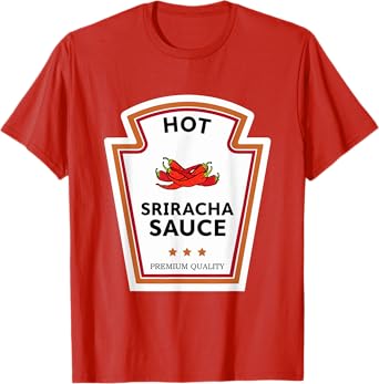 J. Walker Unisex-Adults Hot Sriracha Sauce Condiment Group Costume T-Shirt, Red, Small, Short Sleeve, T-Shirt