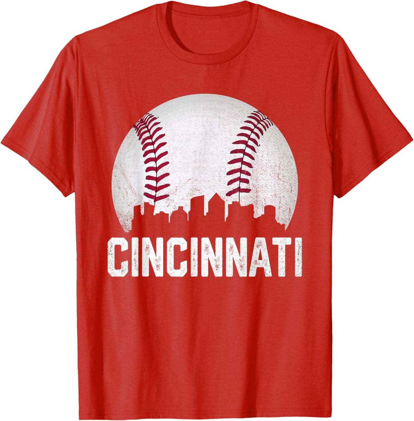 Cincinnati Baseball Ohio Skyline City Vintage Style T-Shirt