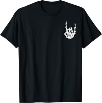 Punk Rock Skeleton Cool Rocker Halloween Men Women Boys Kids T-Shirt